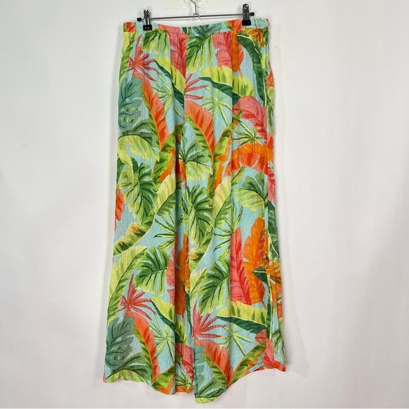 Rachel Roy Bright Tropical Floral Loose Leg Pants Drawstring Elastic Waist Sz M - Picture 2 of 5